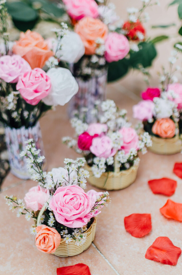 So for three weeks, I studied how to make paper roses to save on decorations for the ceremony.