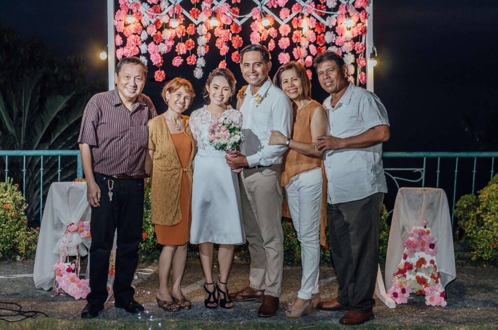 Adrienne and Jan Ray Rulida with their parents from both sides at their civil wedding