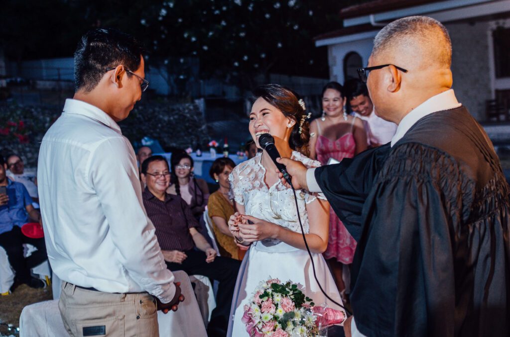 Adrienne and Jan Ray Rulida during the exchanging of vows at their civil wedding