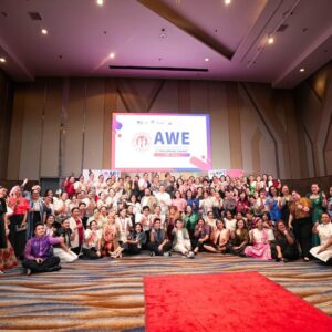 AWE Philippine Summit 2025 Gala Night featuring 100 women entrepreneurs in traditional Filipino attire on red carpet at Quezon City venue